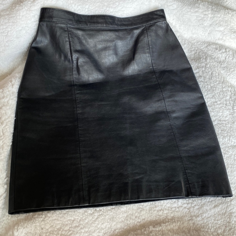 Byrnes & Baker, Black, Leather, Skirt